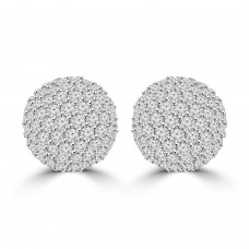 2.35 ct Half Ball Round Cut Diamond Earrings ( G Color SI-1 Clarity) In 14 kt White Gold